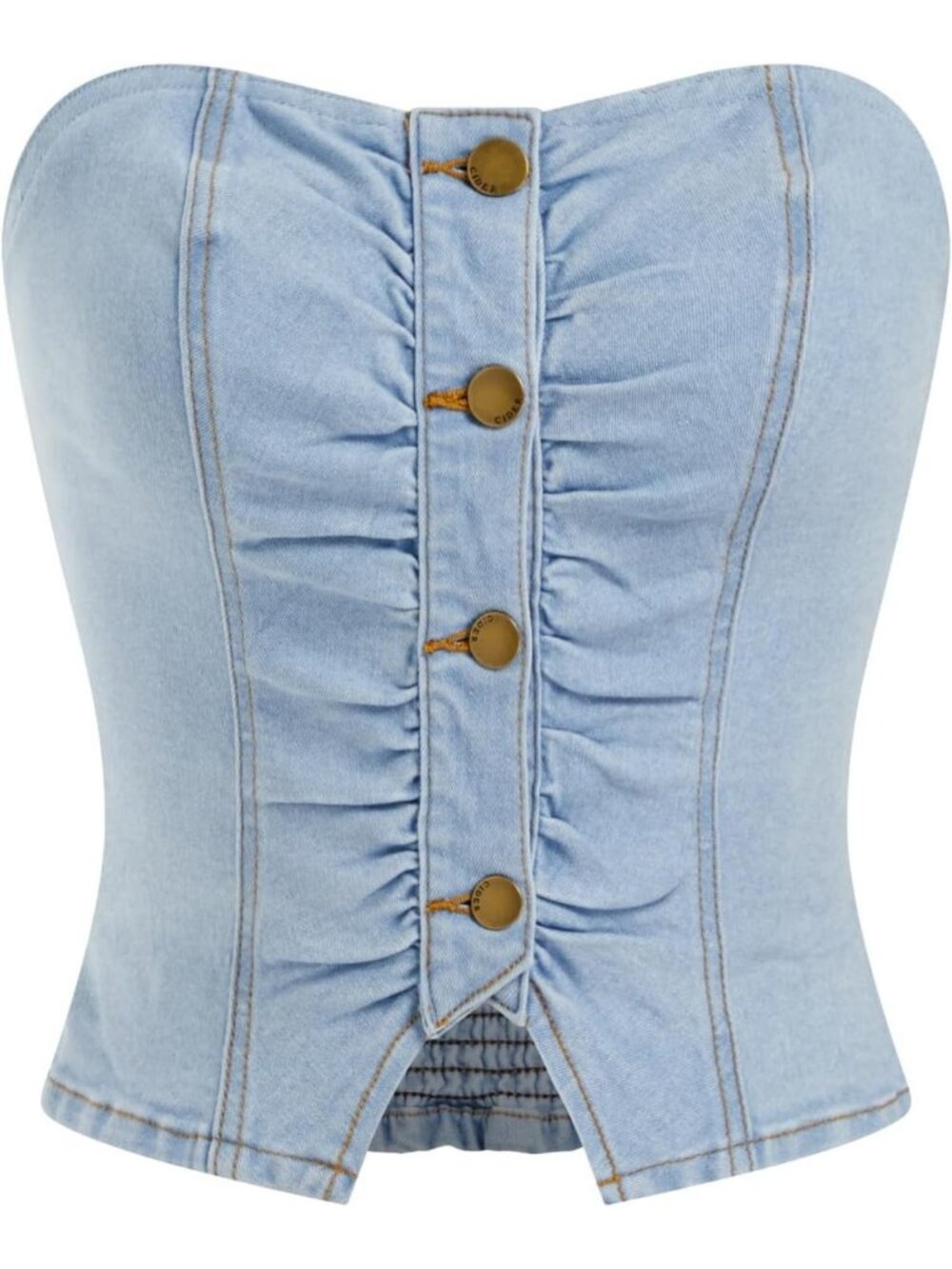 Trendy Denim Tube Top for Women - Button Down Crop Jean Top, Summer Cowgirl